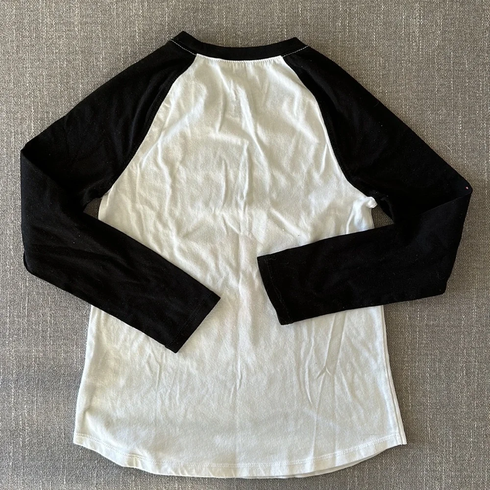 Justice Black and White Team Awesome Unicorn Long Sleeve Tee Size 6